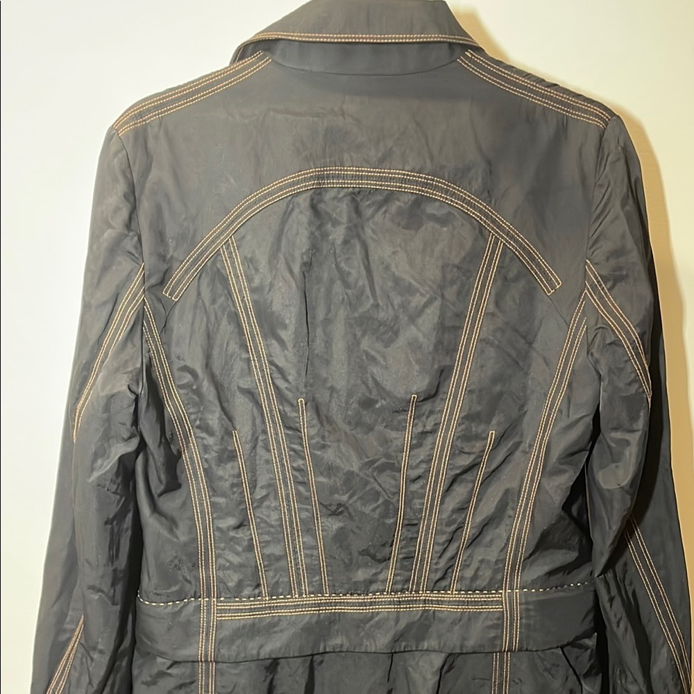 Etcetera 2 in 1 Long and Short Black Trench Coat with Brown Accents - Picture 7 of 12
